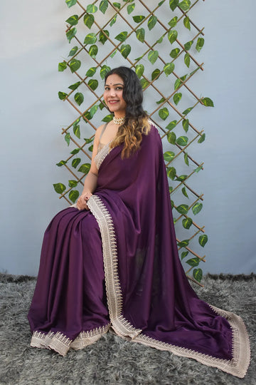 Vino Vita- Wine Golden border Saree - MESCHE