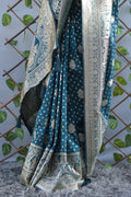 Aaradhya- Deep Teal Banarasi Silk Saree - MESCHE